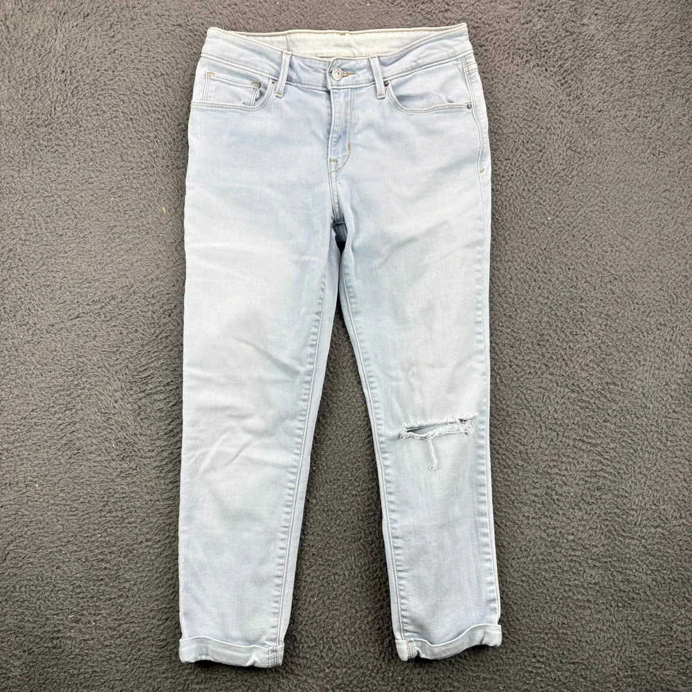 Levi Strauss Womens 28 Light‎ Wash Distressed Skinny Jeans Denim Blue